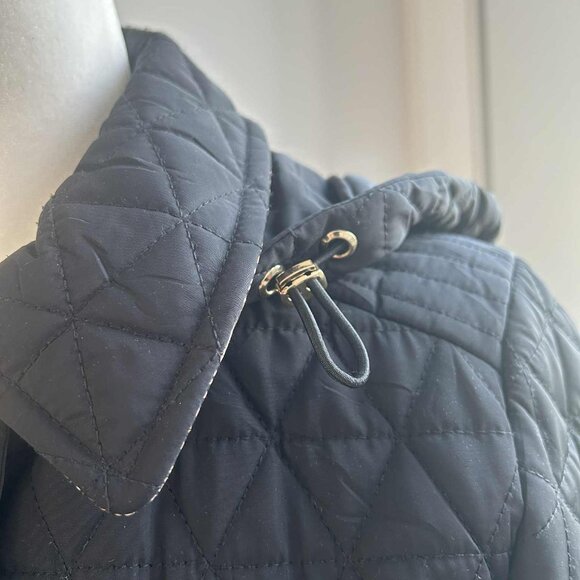 London Fog Black Quilted Field Jacket w/ Removable Hood and Gold Hardware – US S - Picture 12 of 15